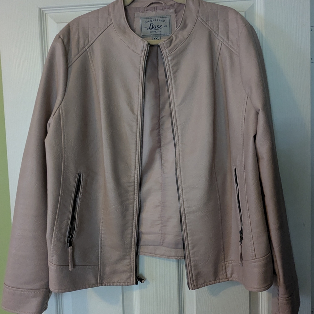G.H. Bass & Co. Pink Leather Jacket Moto Style